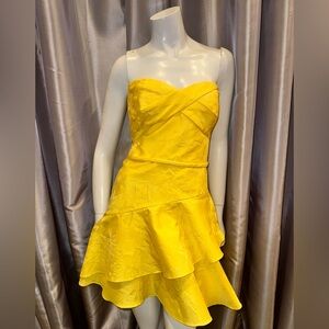 Elegant Yellow Strapless Dress